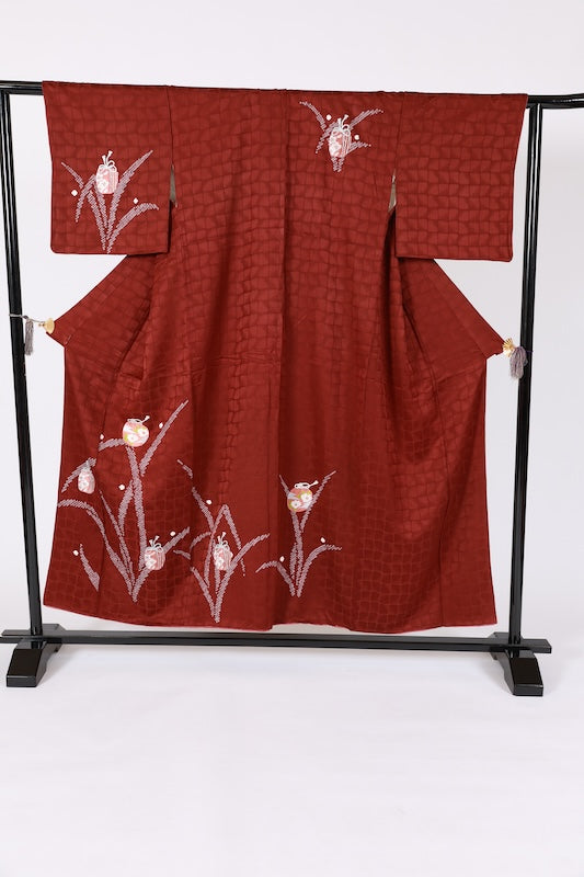 Japanese kimono used <houmongi> L-size  silk 100% / B1463