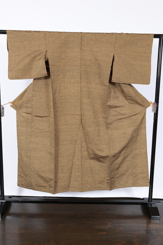 Japanese kimono used <Tsumugi> M-size  silk 100% /B973