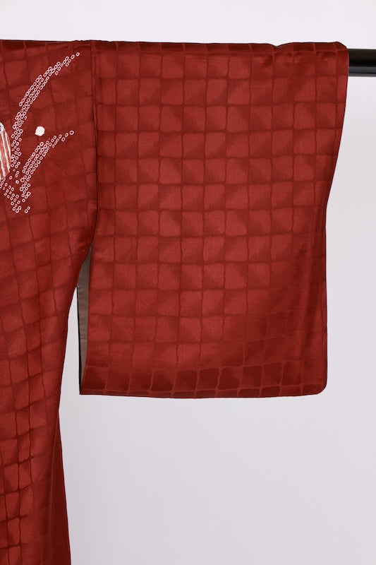 Japanese kimono used <houmongi> L-size  silk 100% / B1463