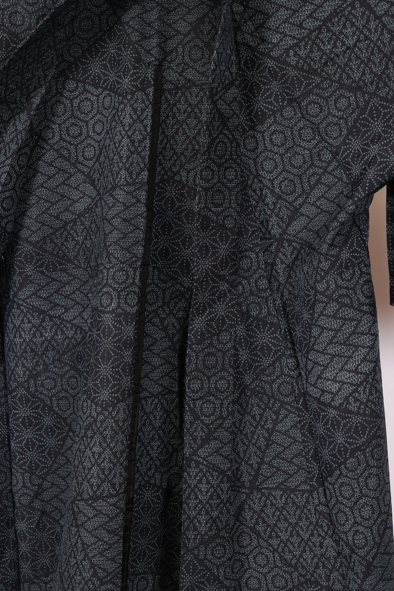 Japanese kimono used <Tsumugi> M-size  silk 100% /B972