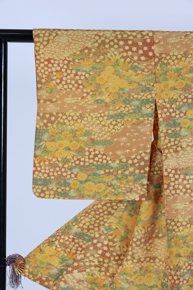 Japanese kimono used <komon> Msize  silk 100% /T506