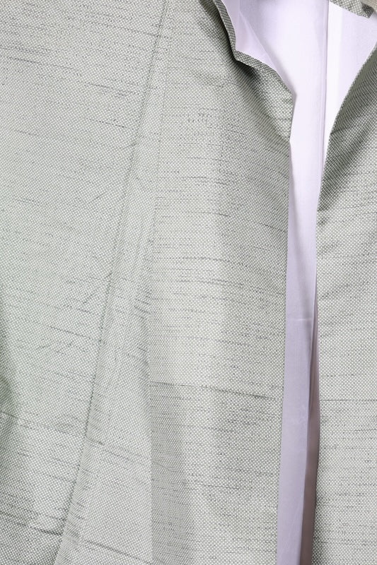Authentic Oshima Tsumugi silk used kimono; shades of green, purple, red, white; R266