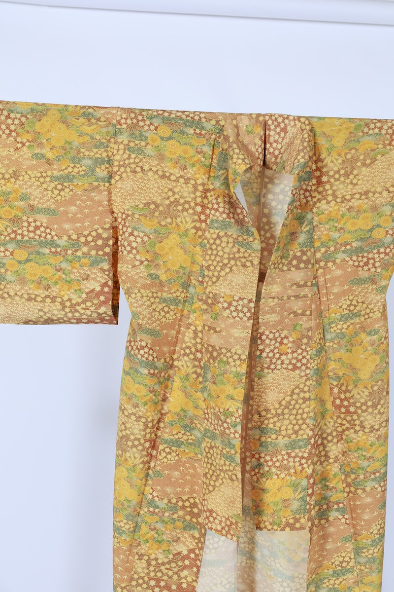 Japanese kimono used <komon> Msize  silk 100% /T506