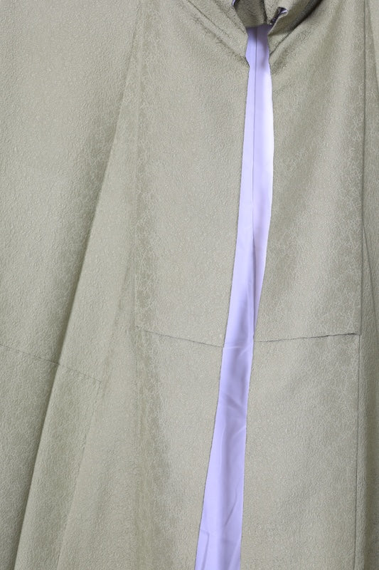 Japan kimono, brand new, unused, matcha green, raised weave, single crest of three geese in a circle, R212