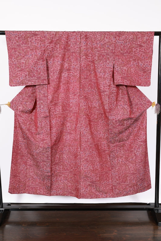 Japanese kimono used <Komon> S-size  silk wool /B969