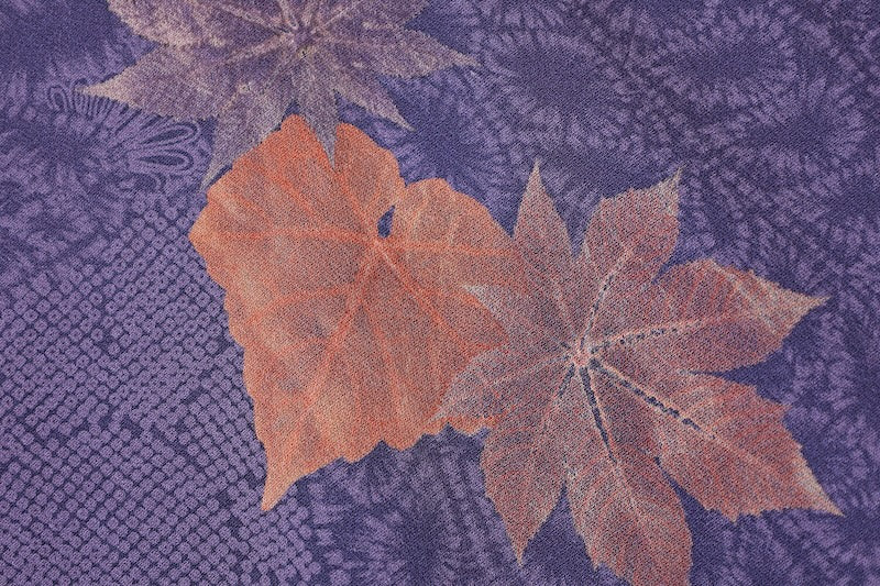 Komono (Japan kimono), brand new, unused, purple, brown, yellowish-brown, floral pattern, R260