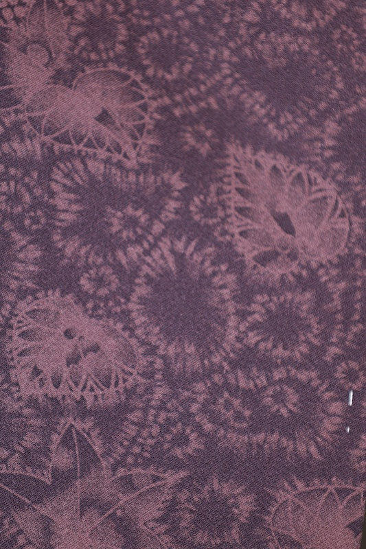 Komono (Japan kimono), brand new, unused, purple, brown, yellowish-brown, floral pattern, R260