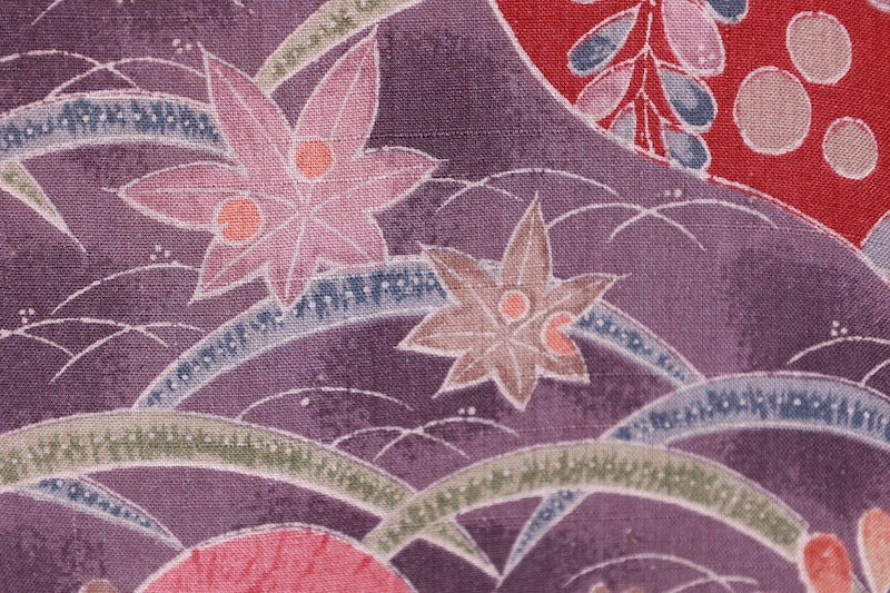 Tsumugi silk(Japan used kimono fabric), red, charcoal, purple, gray, brown, green, indigo, hand-dyed, R264