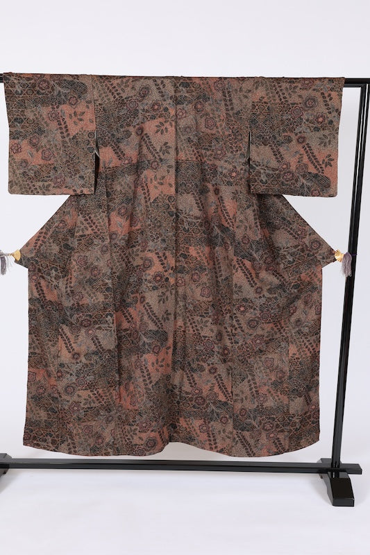 Japanese kimono New <komon> M-size  silk 100% /B1461