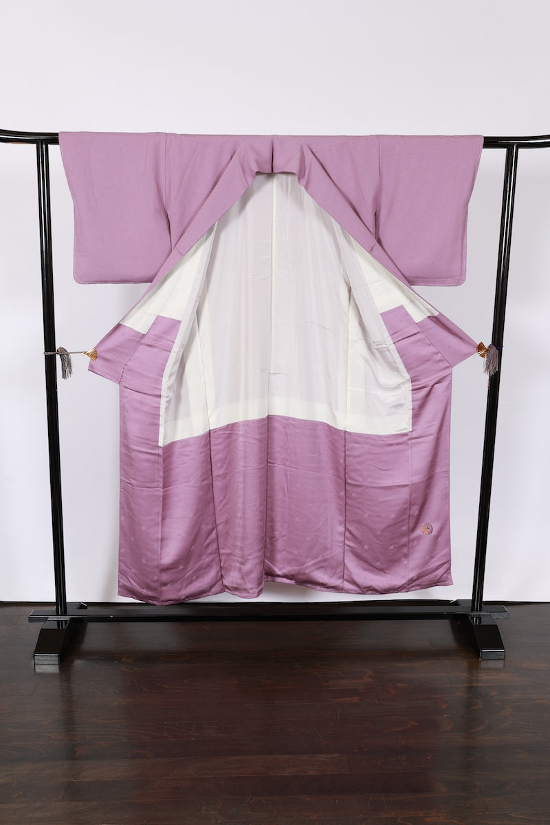 Japanese kimono Unused  New <Iromuzi> M-size  silk 100% /B962