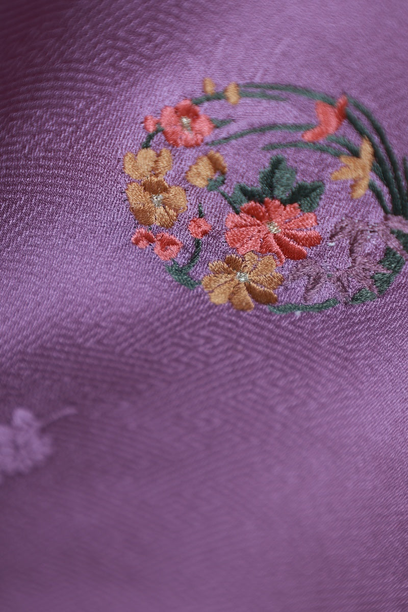 Japanese kimono Unused  New <Iromuzi> M-size  silk 100% /B962