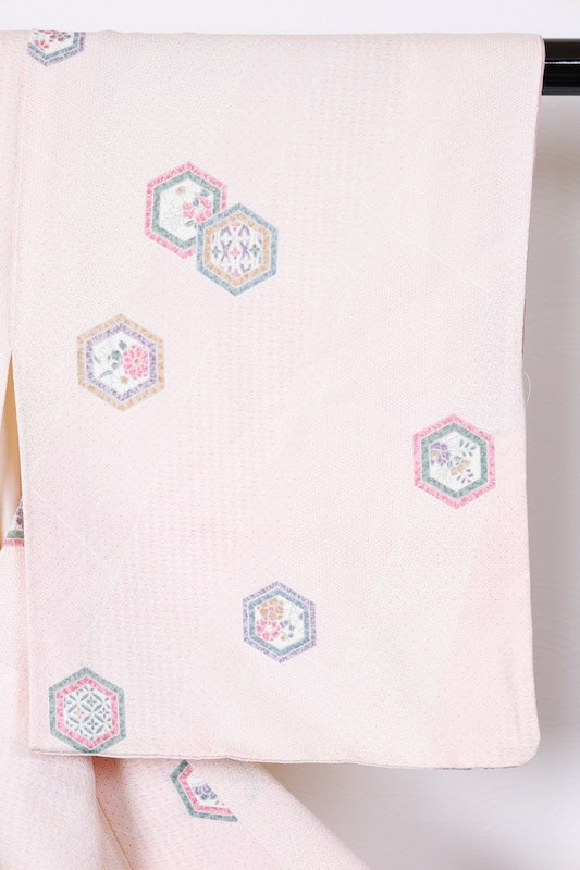 Edo Komon (used kimono fabric) - Beige, Purple, Swallowtail Red, Mustard Yellow, White - Shippo (seven treasures) pattern, Flower, Tortoise Shell, Seigaiha (wave pattern), Hemp Leaf pattern - R254
