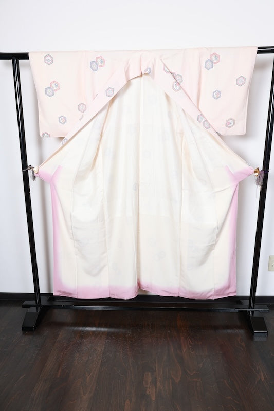 Edo Komon (used kimono fabric) - Beige, Purple, Swallowtail Red, Mustard Yellow, White - Shippo (seven treasures) pattern, Flower, Tortoise Shell, Seigaiha (wave pattern), Hemp Leaf pattern - R254