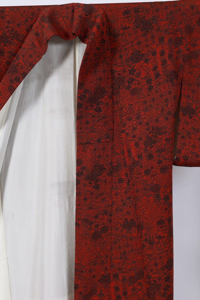 Japanese kimono used <Komon> M-size  silk 100% /B960