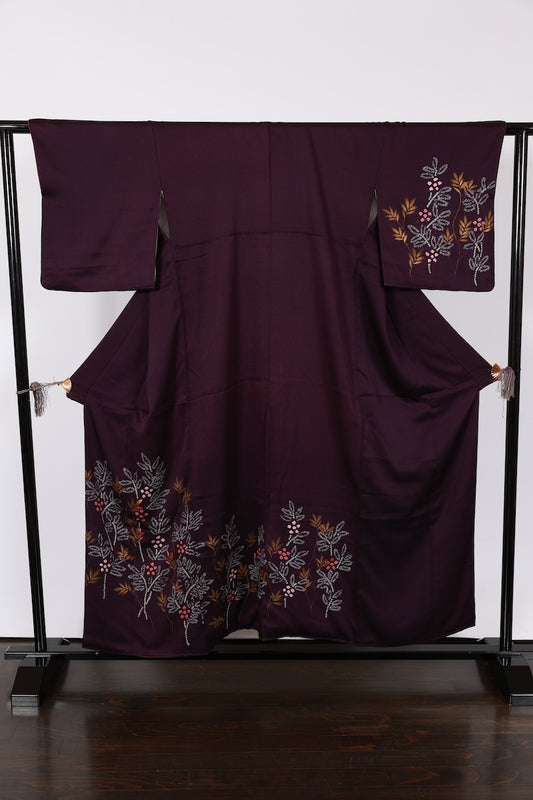 Japanese kimono used <houmongi> M-size  silk 100% /B959