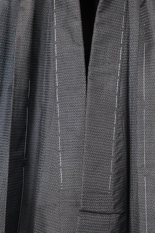 Men's authentic Oshima Tsumugi ensemble with undergarment, brand new and unused, shades of indigo, mud-dyed, plant-dyed, hundred tortoise shell pattern, R214