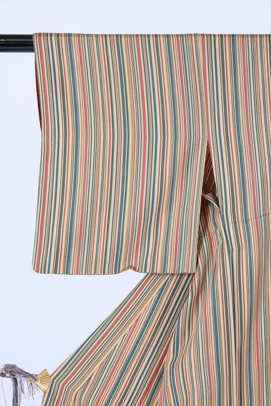 Japanese kimono used <komon> M-size  silk 100% /B1436