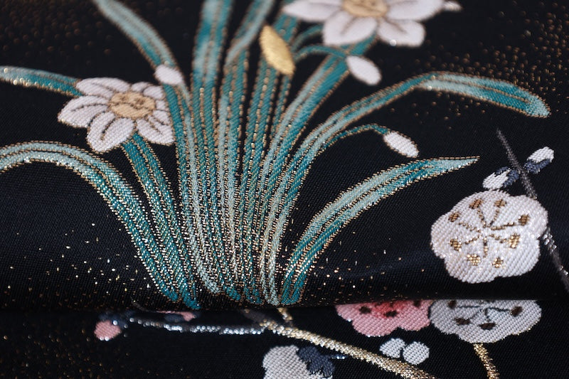 Kyoto-style pouches(used sash): Black, Gold, Silver, Purple, Coral Red, Gold Leaf, Camellia, Plum, Bellflower, Chrysanthemum