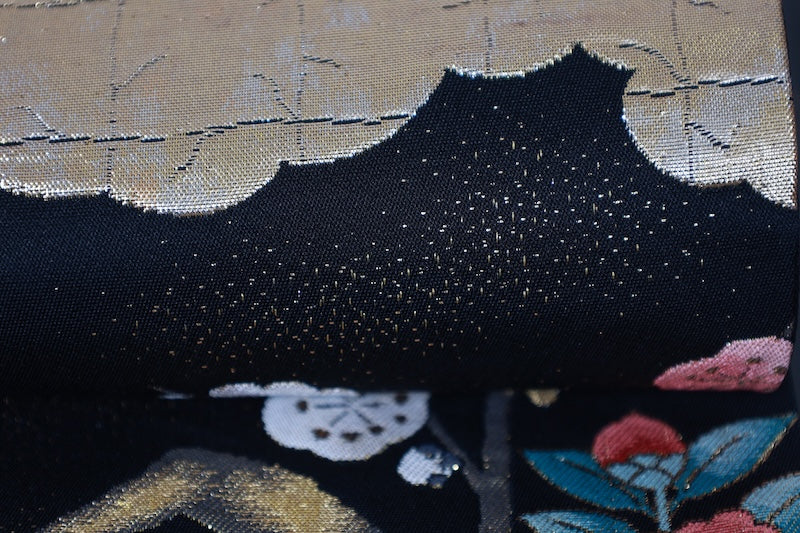 Kyoto-style pouches(used sash): Black, Gold, Silver, Purple, Coral Red, Gold Leaf, Camellia, Plum, Bellflower, Chrysanthemum
