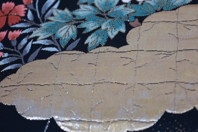 Kyoto-style pouches(used sash): Black, Gold, Silver, Purple, Coral Red, Gold Leaf, Camellia, Plum, Bellflower, Chrysanthemum