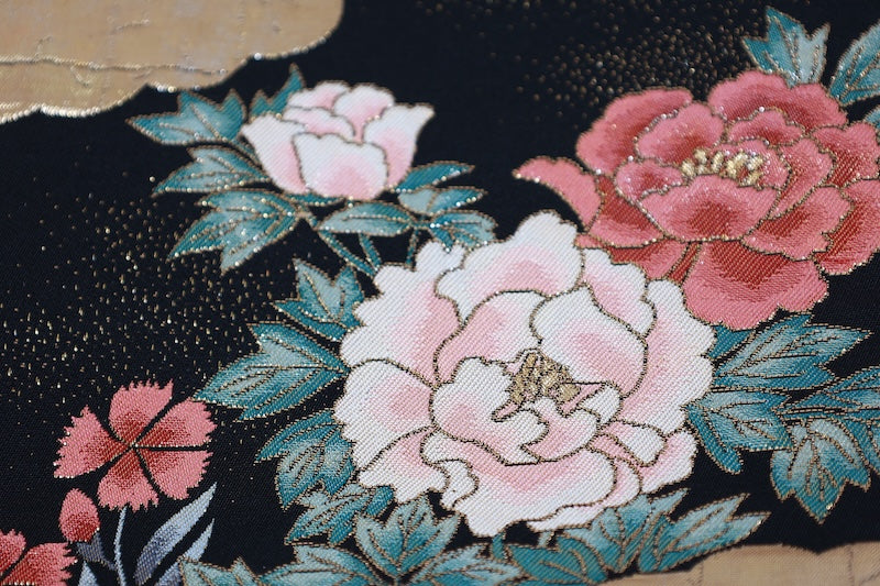Kyoto-style pouches(used sash): Black, Gold, Silver, Purple, Coral Red, Gold Leaf, Camellia, Plum, Bellflower, Chrysanthemum