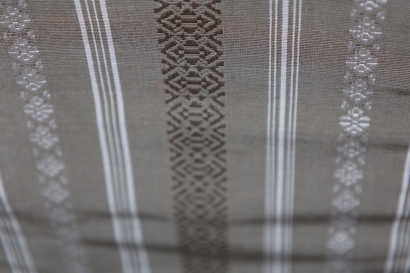 Nagoya obi (used sash), Hakata weave, Kenjo pattern, shades of gray and white, R223