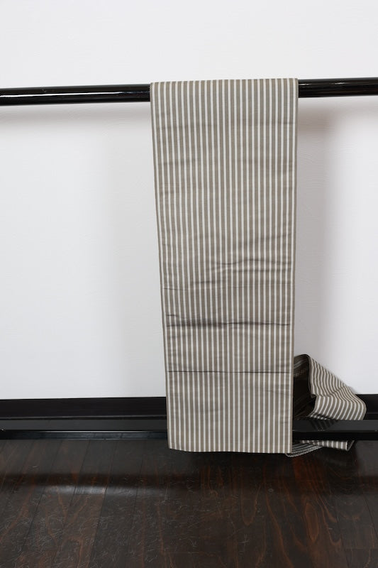 Nagoya obi (used sash), Hakata weave, Kenjo pattern, shades of gray and white, R223