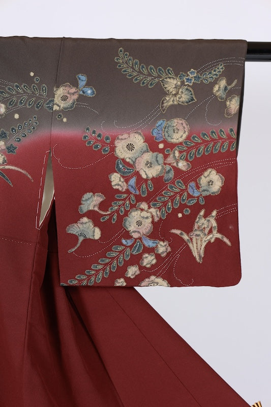 Japanese kimono used <houmongi> L-size  silk 100% /　B1477