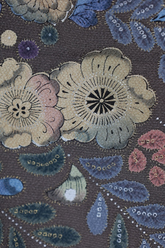 Japanese kimono used <houmongi> L-size  silk 100% /　B1477