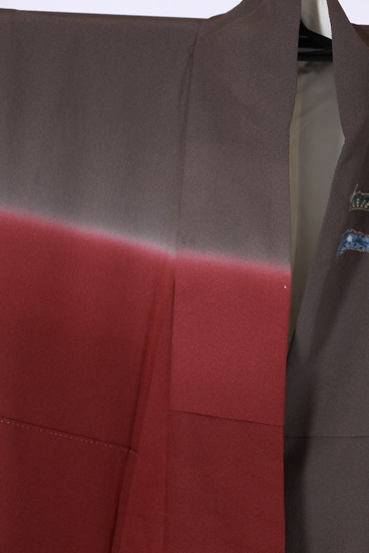 Japanese kimono used <houmongi> L-size  silk 100% /　B1477