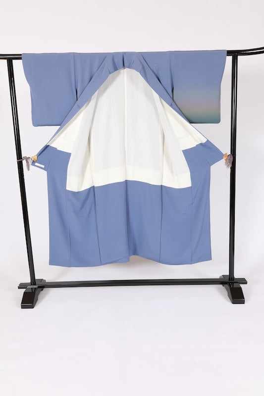 Japanese kimono used <houmongi> L-size  silk 100% /B1471