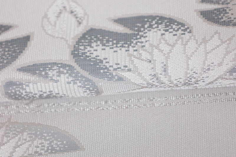 Nagoya obi (used sash), shades of gray, lotus flower pattern, R217