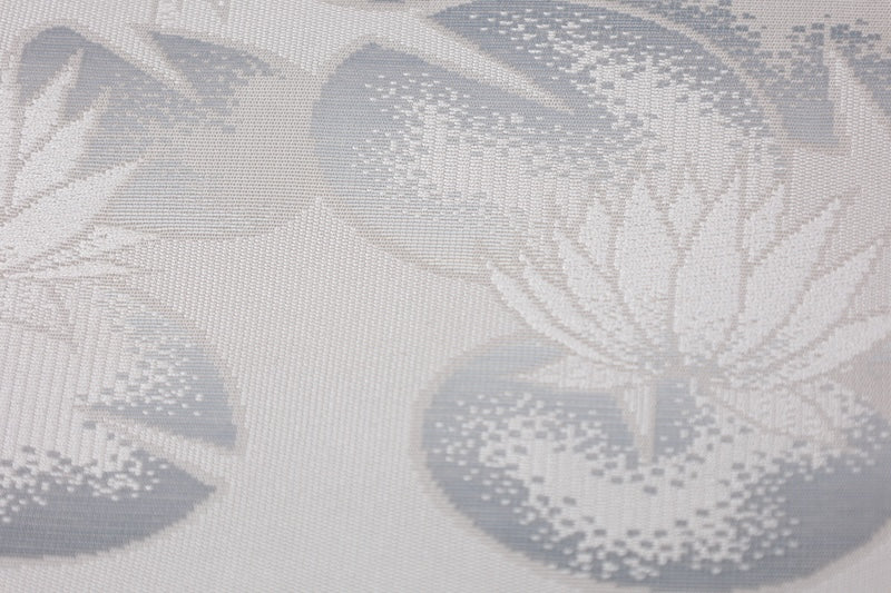 Nagoya obi (used sash), shades of gray, lotus flower pattern, R217