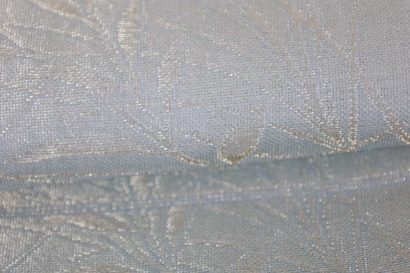 Summer obi (used sash), sheer fabric, light green, gold, silver, floral pattern, R219
