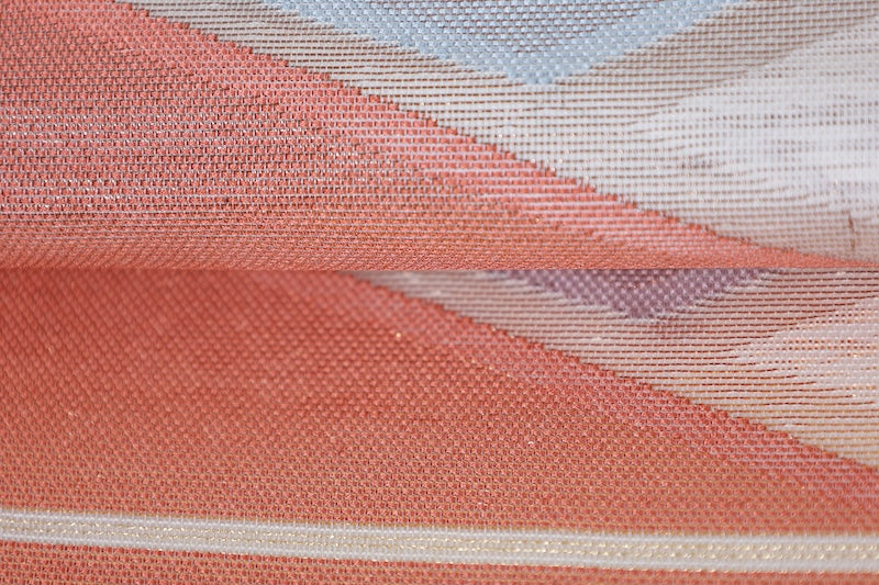 Summer obi (used sash), sheer fabric, gold, beige, blue, purple, green, diamond pattern, R218