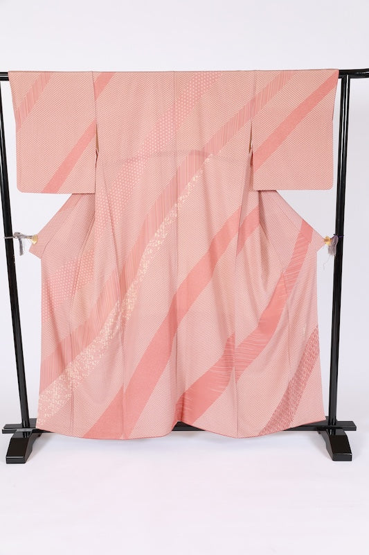 Japanese kimono used <houmongi> L-size  silk 100% /B1474