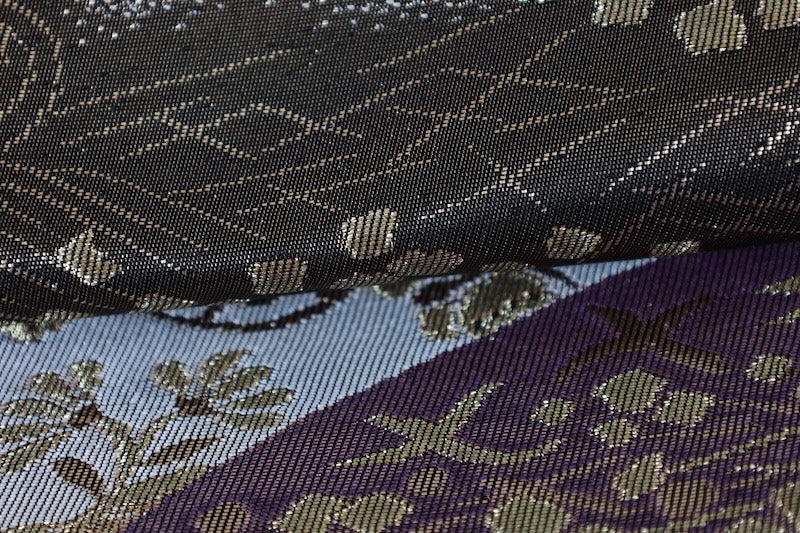 Fukuro obi (formal used sash) - Gold, Silver, Purple, Green, Red, Wave, Flower - R212