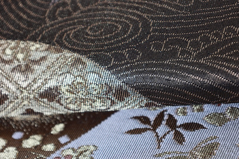 Fukuro obi (formal used sash) - Gold, Silver, Purple, Green, Red, Wave, Flower - R212
