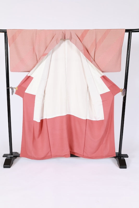 Japanese kimono used <houmongi> L-size  silk 100% /B1474