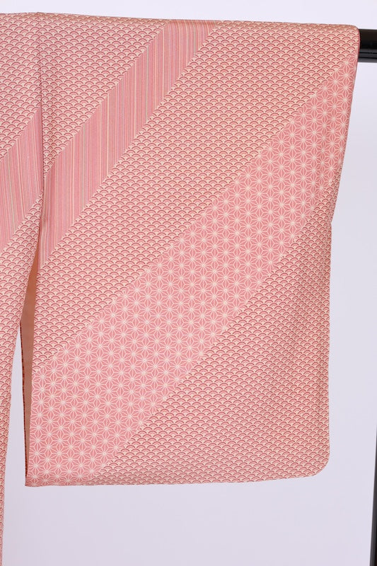 Japanese kimono used <houmongi> L-size  silk 100% /B1474