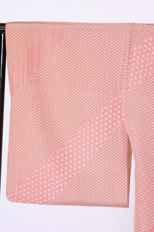 Japanese kimono used <houmongi> L-size  silk 100% /B1474