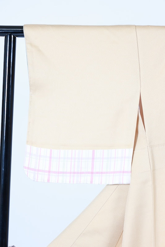 Japanese kimono used <houmongi> L-size  silk 100% /B1469