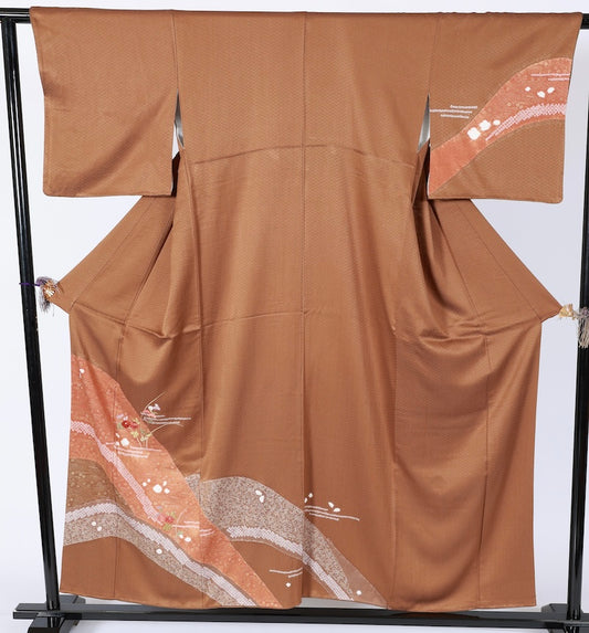 Japanese kimono used <houmongi> Msize  silk 100% /T530