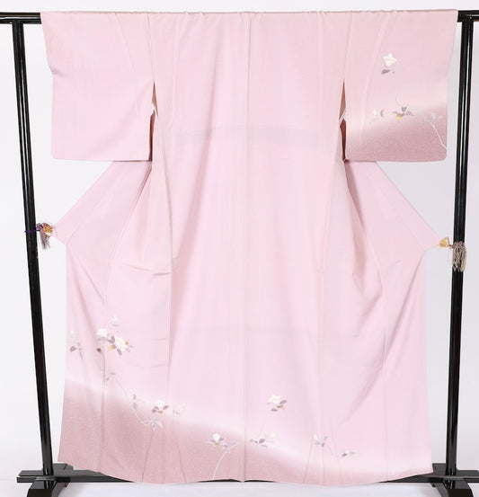 Japanese kimono used <houmongi> Lsize  silk 100% /T529