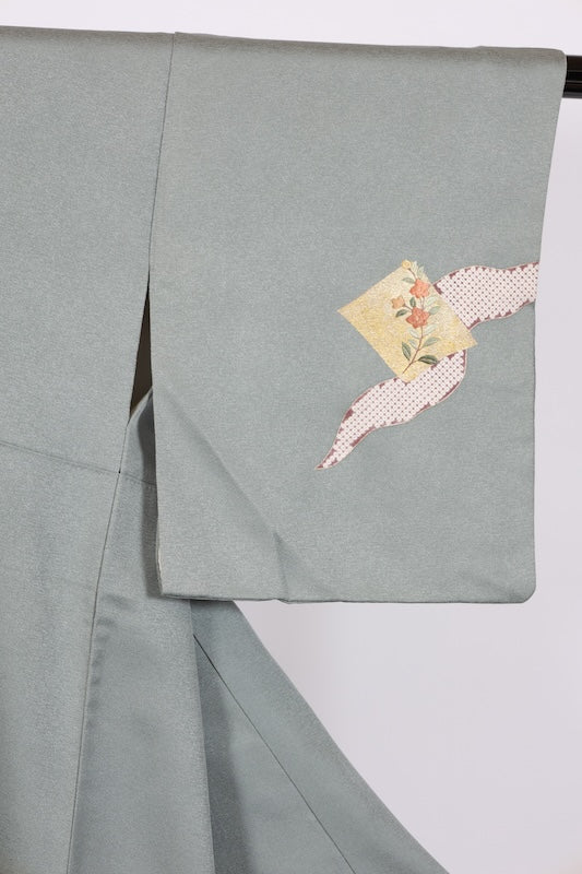 Japanese kimono used <Tsumugi> M-size  silk 100% /B767