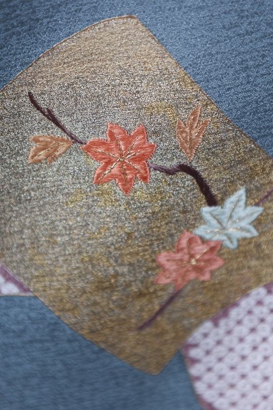 Japanese kimono used <Tsumugi> M-size  silk 100% /B767