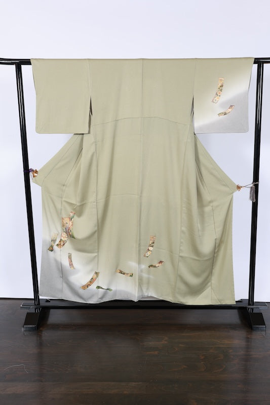 Japanese kimono used <houmongi> M-size  silk 100% /B765