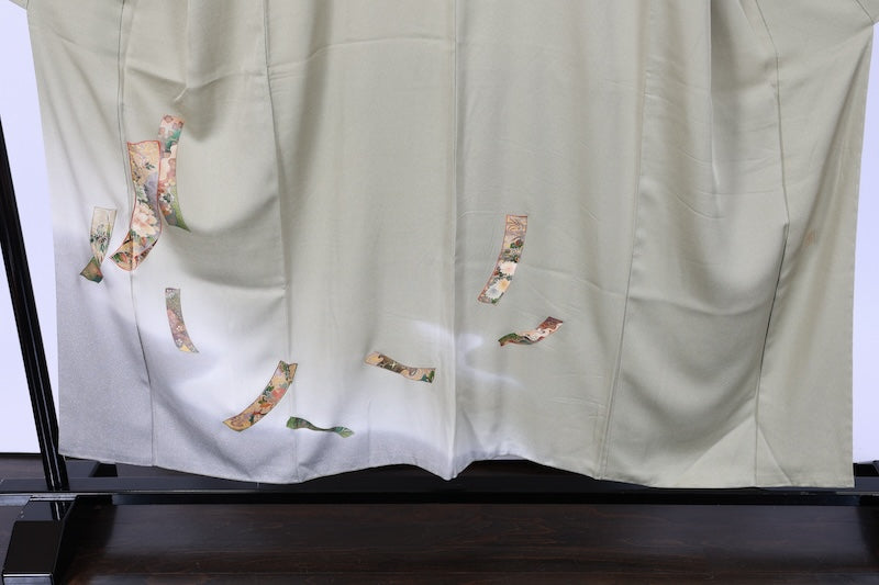 Japanese kimono used <houmongi> M-size  silk 100% /B765