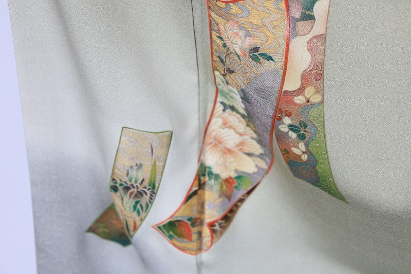 Japanese kimono used <houmongi> M-size  silk 100% /B765