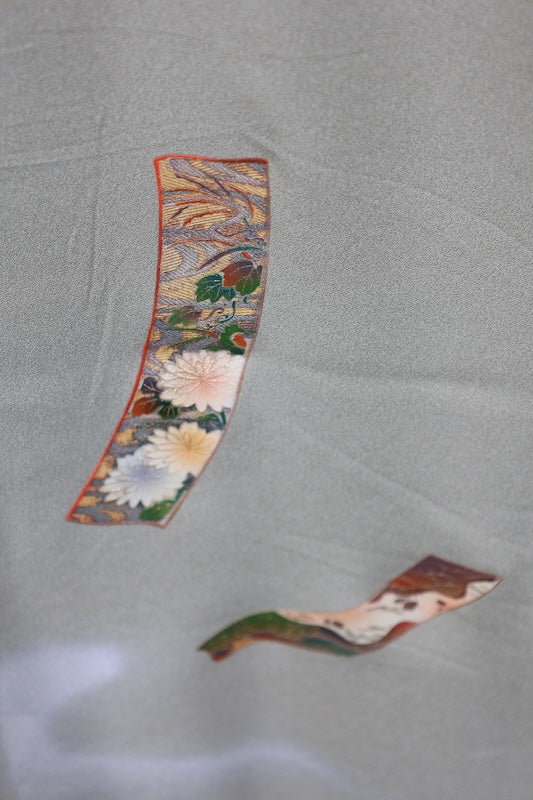 Japanese kimono used <houmongi> M-size  silk 100% /B765